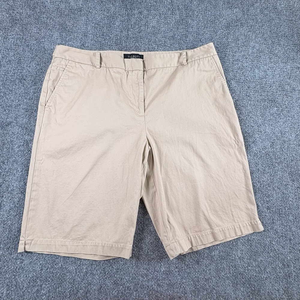 Talbots Bermuda Shorts Womens 14 Beige Chino Classic Preppy Career Casual Resort